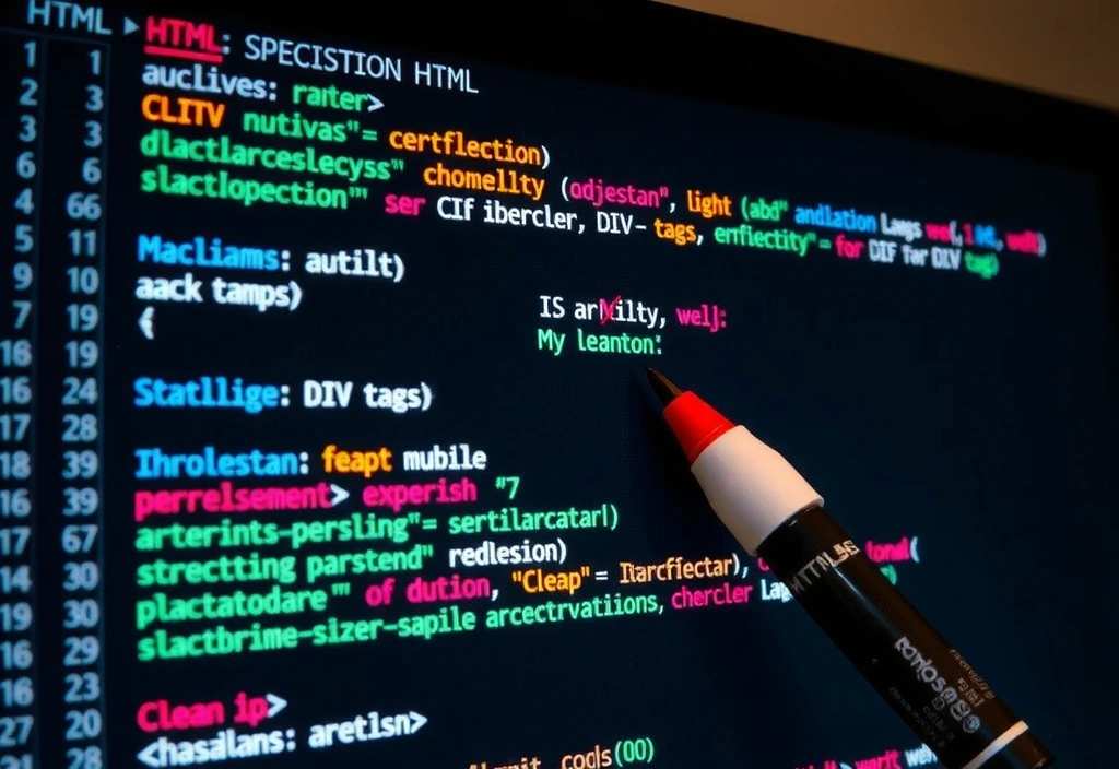 Gros plan sur du code HTML nettoyé